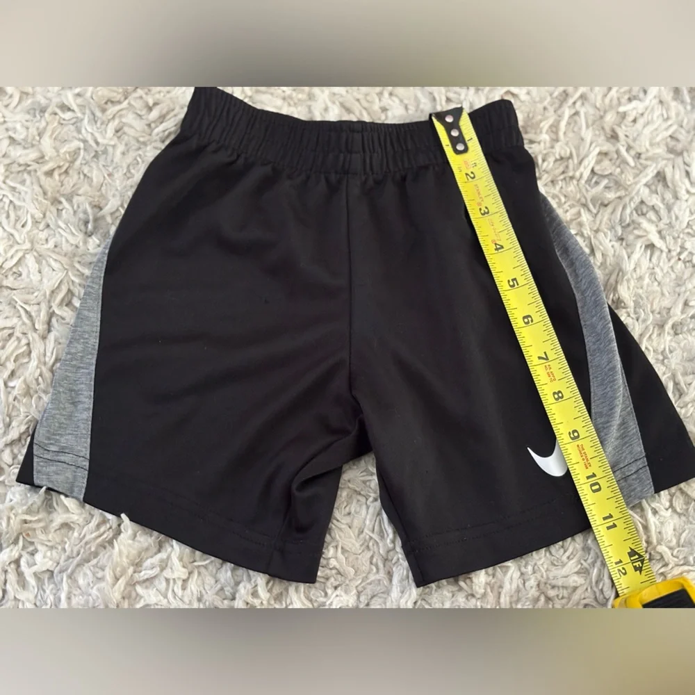 Nike Black and Gray Boys Athletic Shorts with White Swoosh